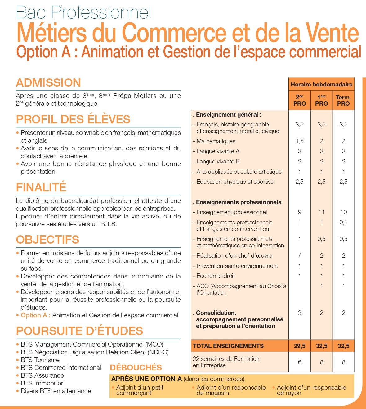 BAC PRO METIERS DU COMMERCE ET DE LA VENTE 2023