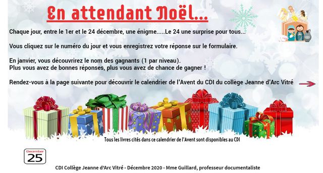 CALENDRIER DE L'AVENT