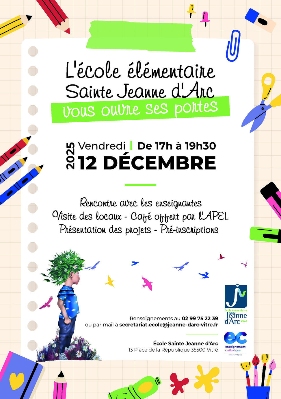 Final A4 - Affiche JPO ECOLE VITRE JEANNE D'ARC 2025