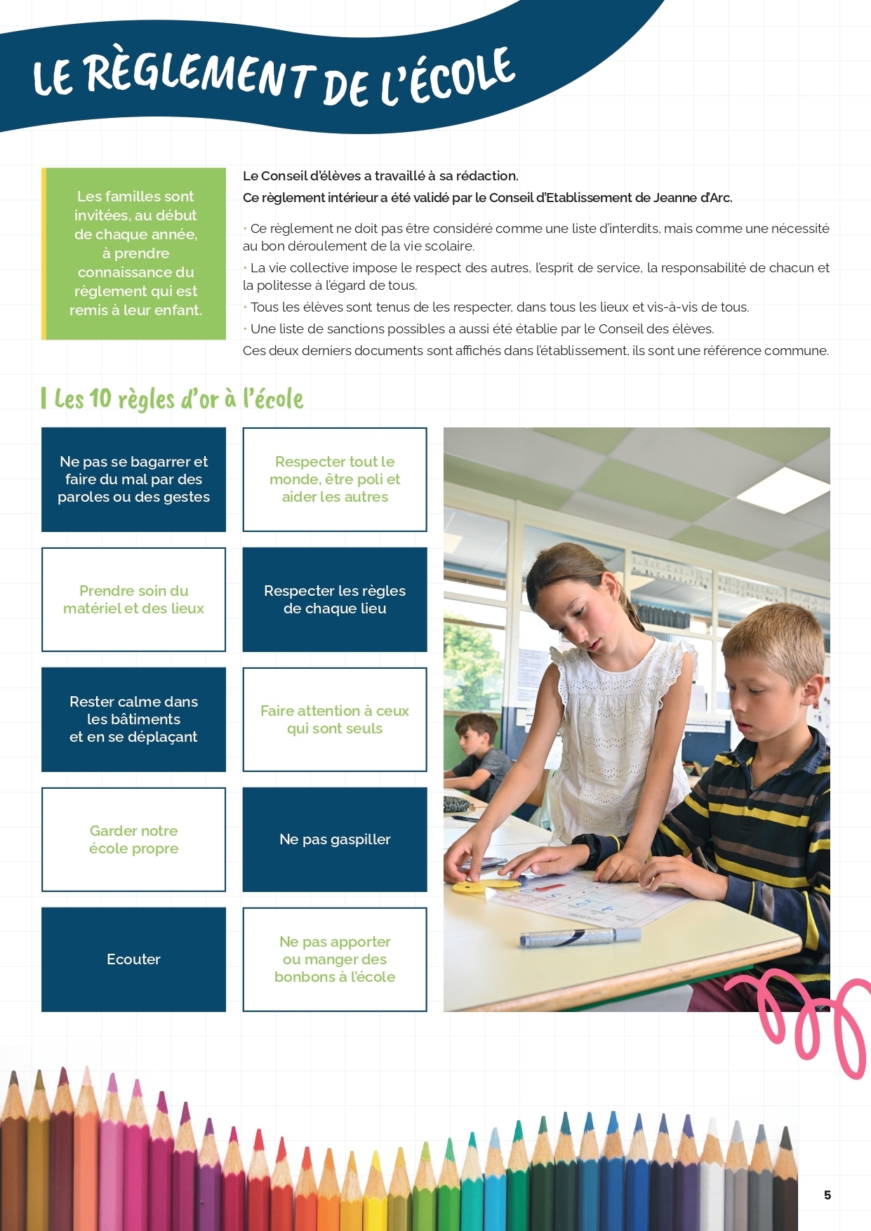 Le règlement de l'école